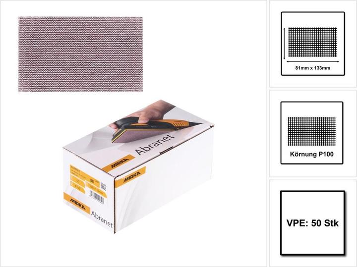 Produktbild Mirka ABRANET 81x133mm Grip P100, 50/Pack ( 5417805010 ) (P100)