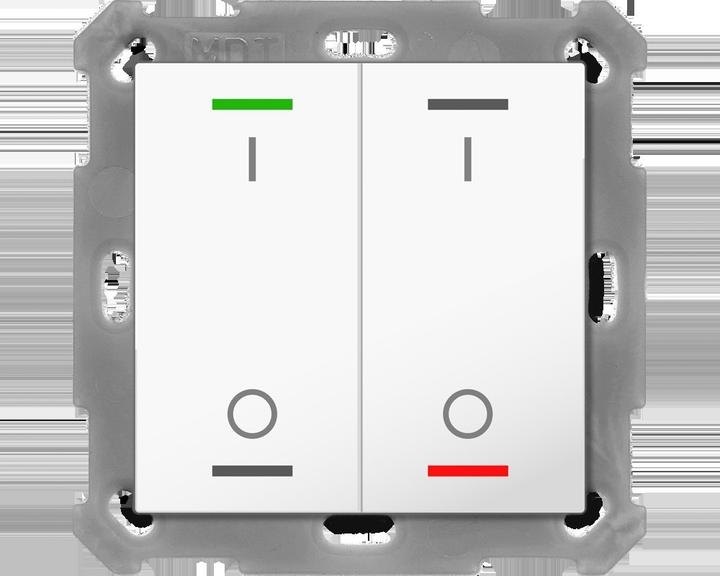 Produktbild MDT BE-TAL55T2.B1 Taster Light 55 2fach RGB-W Temp.sensor Reinweiss gl. Schalten