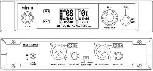 Produktbild Mipro ACT-5802 2-Kanal-Empfänger mit MT-58 Stecksender