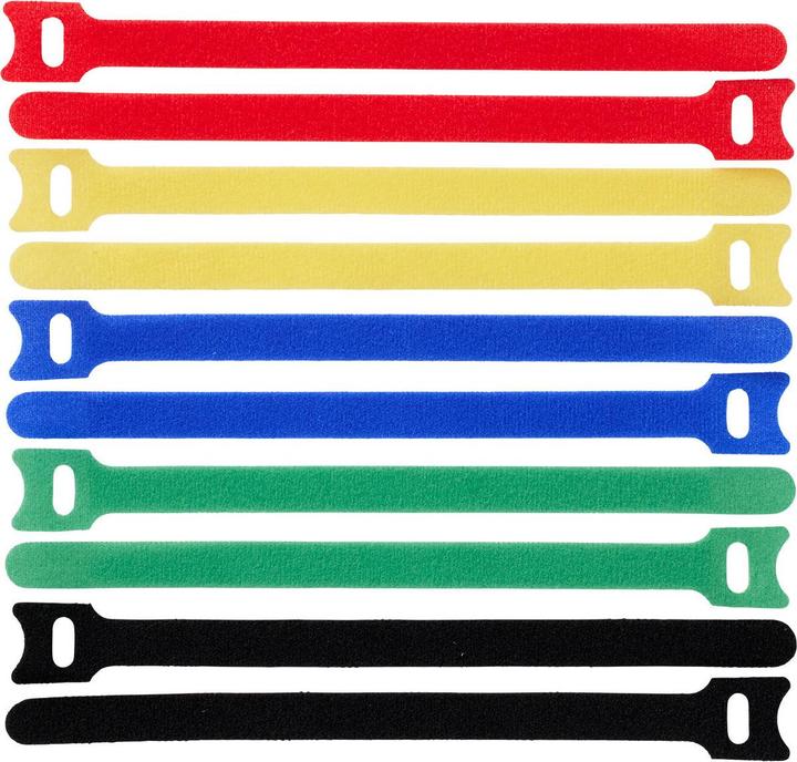Image du produit ProXtend Crochet et boucle 20cm x 12mm Multi 10pcs (Serre-câbles velcro, 200 mm, 10 pcs)