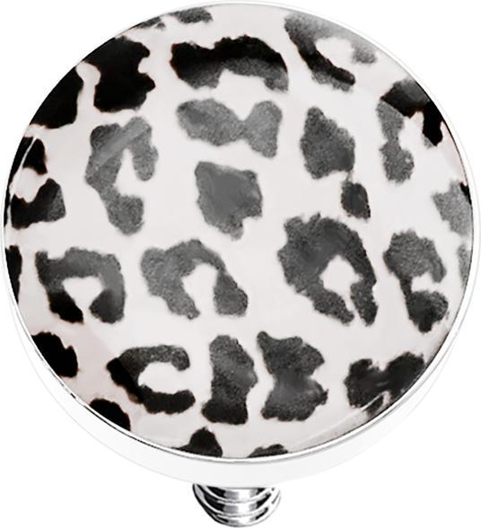 Star Piercing Dermal Anchor Scheibe mit Leopardenmuster weiss (Chirurgenstahl 316L, ohne Messing)