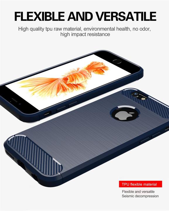 Immagine prodotto Cadorabo TPU Ultra sottile in acciaio inossidabile al carbonio Combi Cover (Apple iPhone 6)