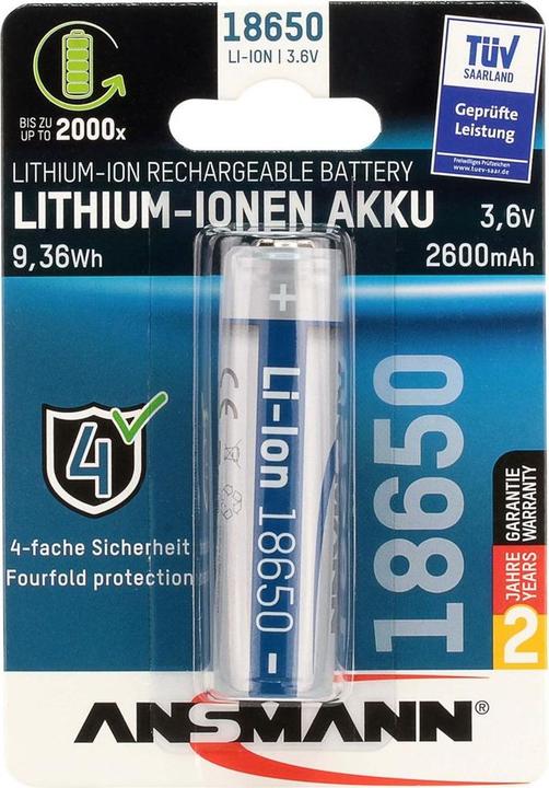 Produktbild Ansmann Li-Ion Akku 18650 (1 Stk., 18650, 3400 mAh)