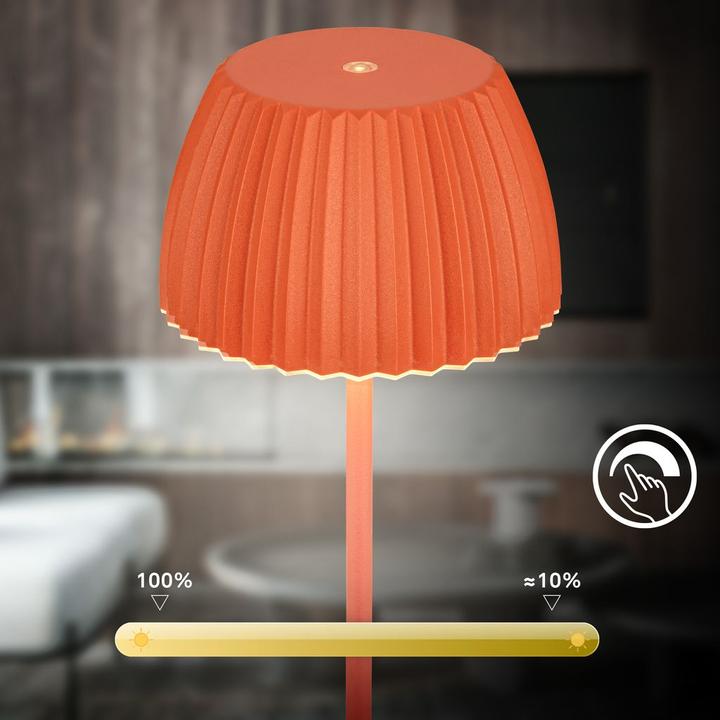 Image du produit Briloner Brilo unplugged RIFFLE Akku Tischleuchte mit Lichtkante - Orange (200 lm)