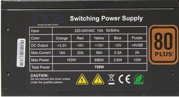 Image du produit Inca 80+ GOLD POWER SUPPLY 80 PLUS 750W (750 W)