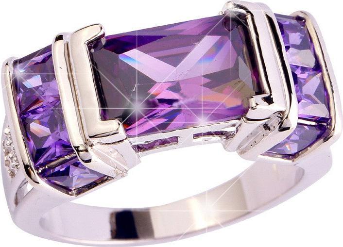 Hermex versilberter Ring mit Amethyst - Gr. 59 / Size 9 (59)