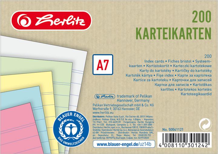 Immagine prodotto Herlitz Scheda indice (A7, 180 g/m², 200 x)
