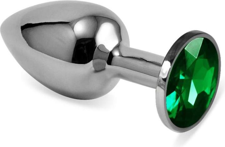 Produktbild Lovetoy Butt Plug Silber Rosebud Classic mit grünem Schmuckstück Grösse S