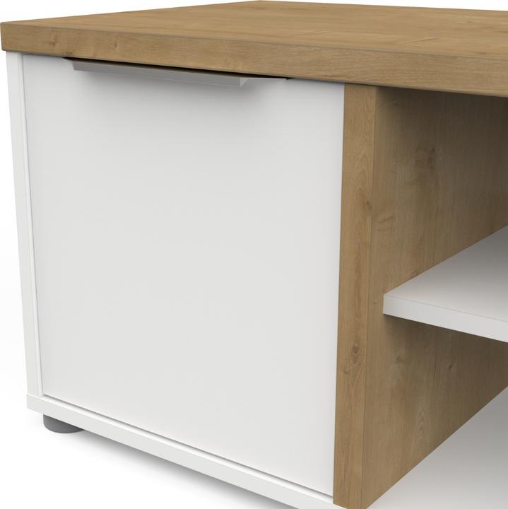 Image du produit CaliCosy Meuble TV 2 portes et 2 niches décor chêne et blanc L135 cm - ACCESS