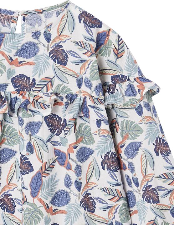 Actual product image Vertbaudet Geblümte Mädchen Volantbluse mit langen Ärmeln (146)