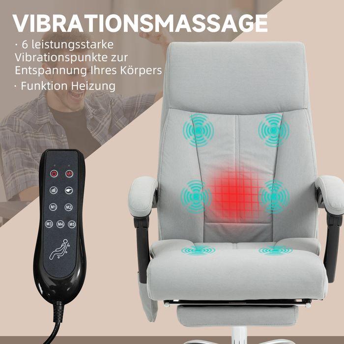 Produktbild Swisshandel24 Bürostuhl mit Massagefunktion, Ergonomisch mit Liegefunktion, Lendenheizung, mit Fussstütze, Grau