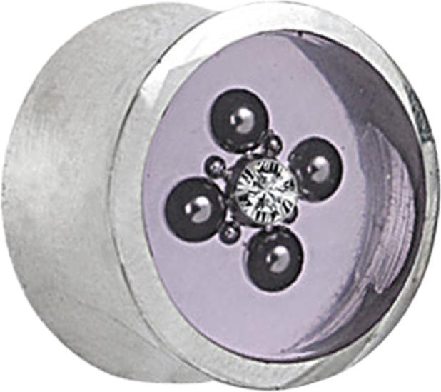 Star Piercing Flesh Plug silber schwimmender Kristall silber Epoxy (Organisch, Messing)