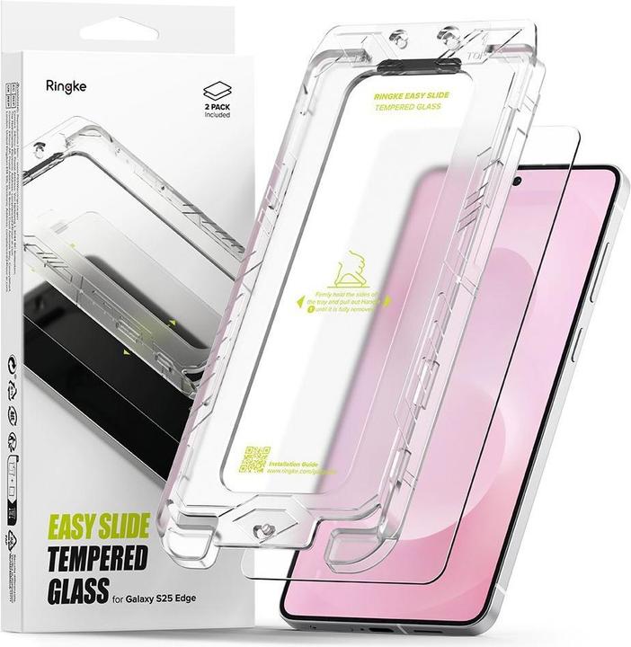 Produktbild Ringke Easy Slide 2er-Pack Panzerglas für Samsung Galaxy S25 Edge - Transparent (2 Stück, Samsung Galaxy S25 Edge)