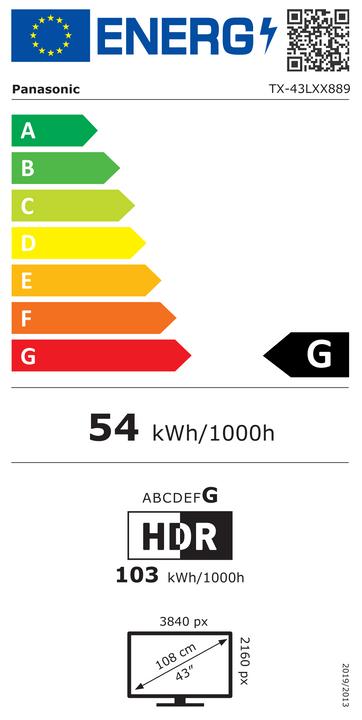 Energie-Label Panasonic TX-43LXX889 (43", LED, 4K)