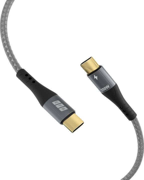 Produktbild EFB Elektronik EFB USB-C cable 100W PD 3.0 5A E-Marker Chip 0.5m gray gold contacts textile jacket (0.50 m, USB 2.0, 100 W)