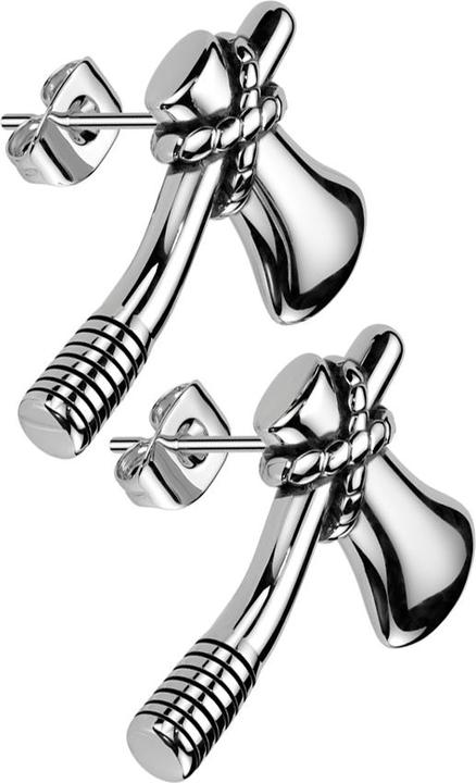 Star Piercing Ohrstecker silber Axt (ohne Messing, Chirurgenstahl 316L)