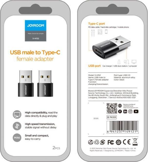 Actual product image Joyroom Adapter (USB Type C, USB 2.0)