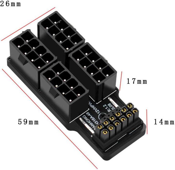 Produktbild Phobya ZK 12VHPWR Adapter 180 Grad 16Pin to 4x8Pin - White Left