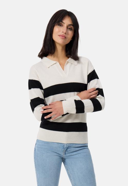 Image du produit Cash-Mere Kaschmir Pullover mit Polokragen gestreift (M)