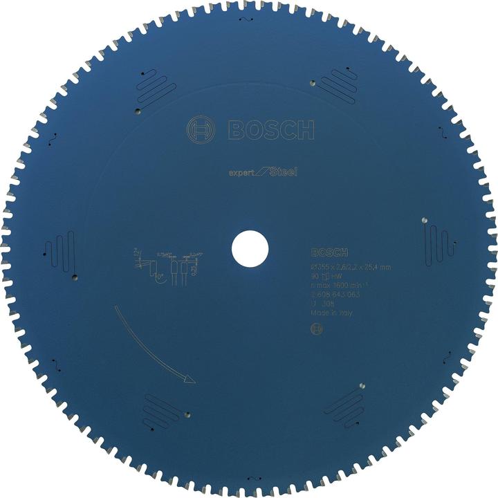 Bosch Professional Zubehör Kreissägeblatt Expert for Steel, 355 x 25,4 x 2,6 mm, 90