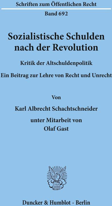 Produktbild Sozialistische Schulden nach der Revolution. (Deutsch, Karl Albrecht Schachtschneider, 1996)
