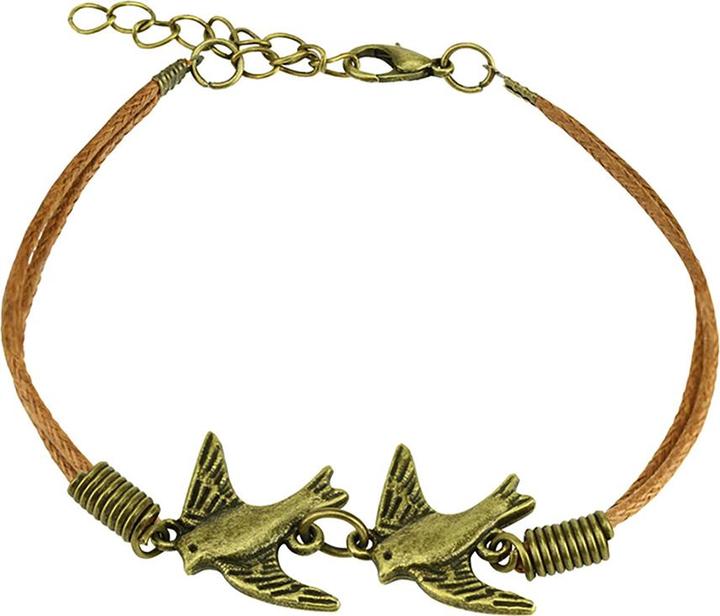 Star Piercing Kunstlederarmband braun zwei Tauben (Kunstleder, ohne Messing)