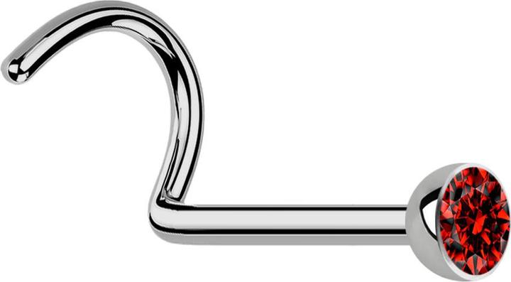 Immagine prodotto Star Piercing Perno nasale curvo in argento con cristallo rosso (Titanio G23, senza ottone)