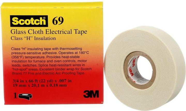 Produktbild 3M Glasgewebe-Elektroband 69, 12mm x 3, Weiss (12 mm)