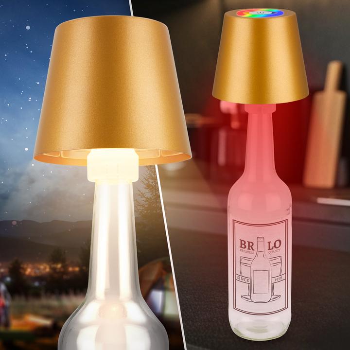 Image du produit Briloner RGB/W Accu lampe de table, IP44, 2,5W, couleur or incl. bottle cap