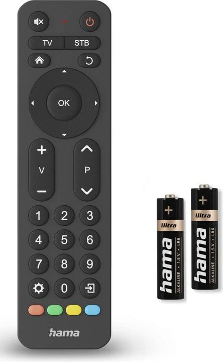 Image du produit Hama Télécommande universelle TV, infrarouge, pour 2 appareils, grosses touches, programmable (Télécommande universelle, Infrarouge)