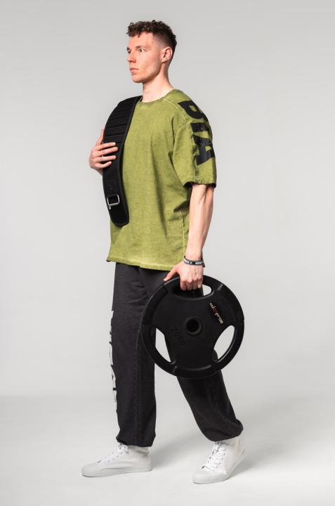 Actual product image Nebbia Washed-off Oversized T-Shirt Lifting Club 368 - green (M)