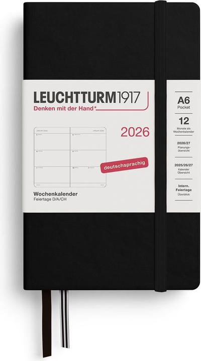 Leuchtturm1917 Leuchtturm 1w/2s.Pocket Hc Schwarz (A6, Deutsch)