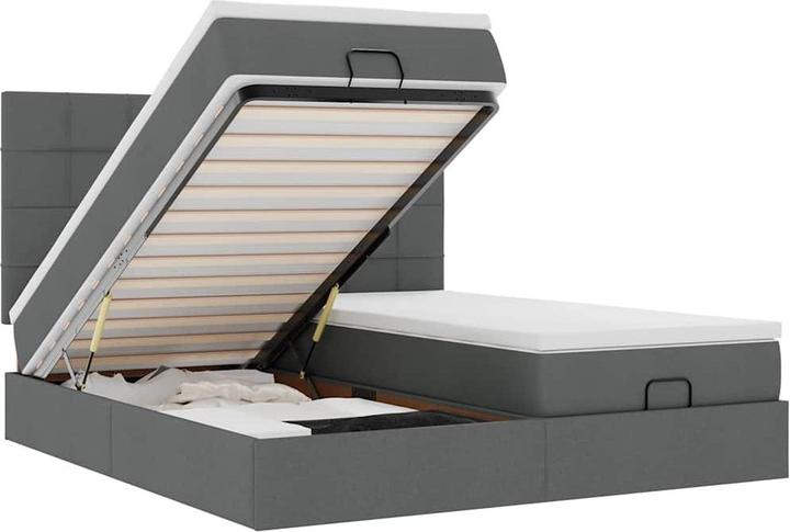Actual product image VidaXL Ottoman bed with mattresses dark grey 200x200 cm fabric (200 x 200 cm)