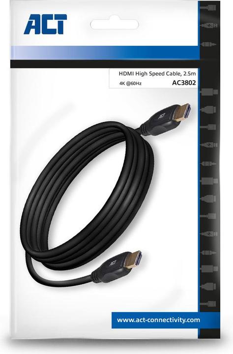 Produktbild 2.5 meters HDMI 4K High Speed cable HDMI-A male - HDMI-A male (2.50 m, HDMI)