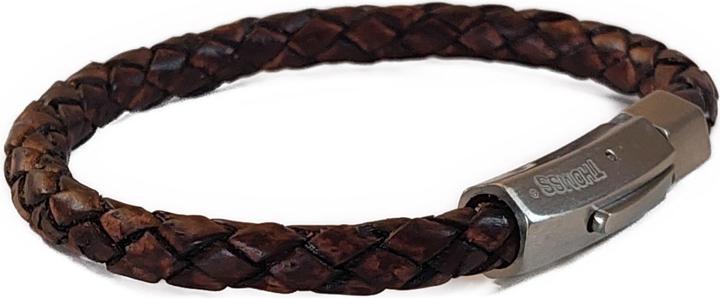 Thomss Lederarmband No.23 Unisex Leder Braun & Edelstahlverschluss Umfang 19.7cm (19.70 cm, Edelstahl, 100% Leder)