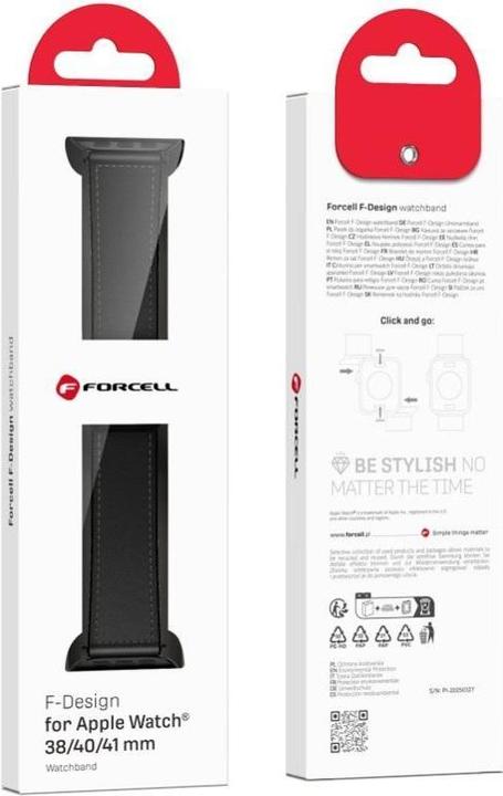 Image du produit Forcell Strap F-DESIGN FA21 eco leather strap for APPLE Watch 38 / 40 / 41 mm black (Eco-cuir)