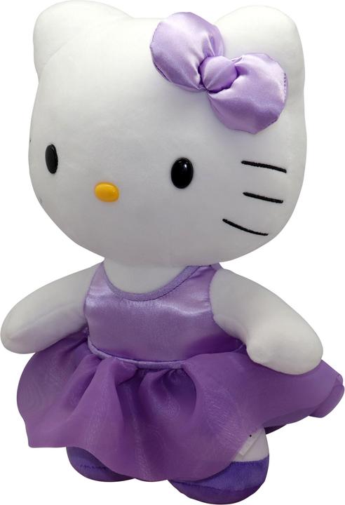 Immagine prodotto Giochi Preziosi Hello Kitty Giocattolo di peluche morbido alto 30 cm con vestito alla moda, vestito di raso viola e (30 cm)