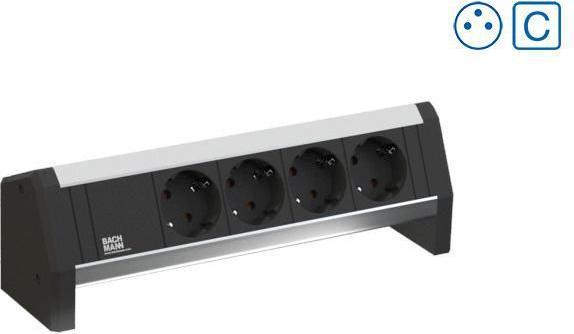 Produktbild Bachmann Desk 1 - 3 AC-Ausgänge - Indoor - Typ E - Aluminium - Kunststoff - 281 mm - 1 St (3 x, CEE 7/3, CEE 7/5, 1 m)