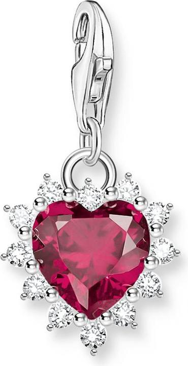 Thomas Sabo Charm-Anhänger Herz mit rotem Stein Silber (Silber 925)