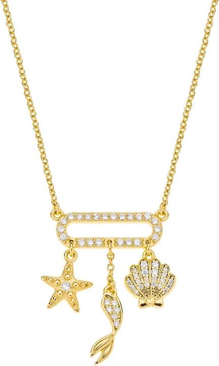 Disney Halskette Princess Meerjungfrau Arielle, 925 Sterling Silber, vergoldet (925 Sterling Silber, 18k vergoldet, 925er Sterlingsilber, 35 - 40.5 cm)