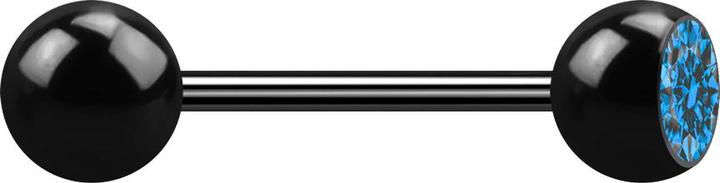 Star Piercing Micro Barbell schwarz mit Kugel und Kugeln Kristall hellbau (ohne Messing, Chirurgenstahl 316L)