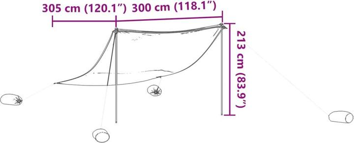 Produktbild VidaXL Strand-Schattenzelt mit Sandsäcken 304 x 300 cm (Strandzelt + Strandmuschel, 0.18 kg, 8 Personen)