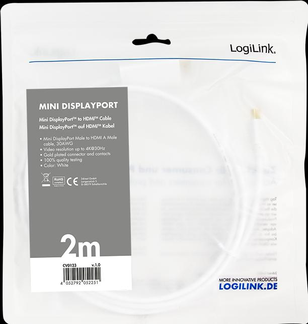 Actual product image LogiLink Mini DisplayPort — HDMI (Typ A) (2 m, DisplayPort)