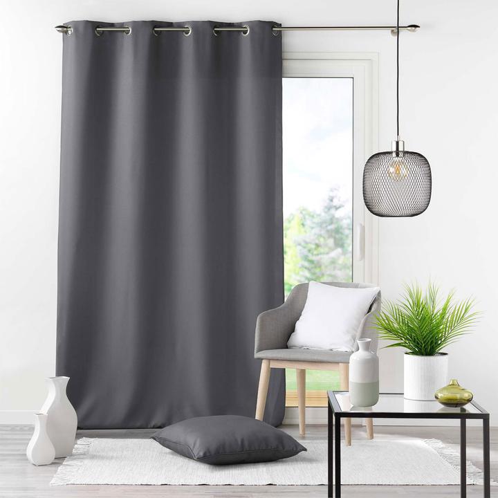 Produktbild Douceur D'intérieur 2er-Set Verdunklung Vorhänge mit Ösen, Polyester, anthrazit (140 x 260 cm)
