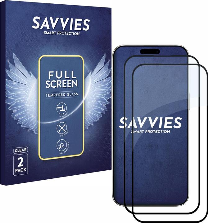 Actual product image Savvies Full-Screen Glass Protector (2 Piece, Apple iPhone 16 Plus)