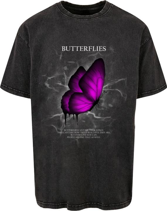 Actual product image Merchcode Butterflies Acid Washed Heavy Oversized Tee - 112635 (XL)