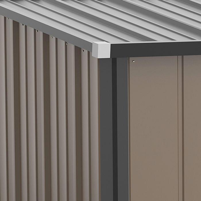 Produktbild Swisshandel24 Gartenhaus Gerätehaus Geräteschuppen Metall mit Pultdach 1,34 m² verzinkter Stahl Braun 161,5 x 94,5