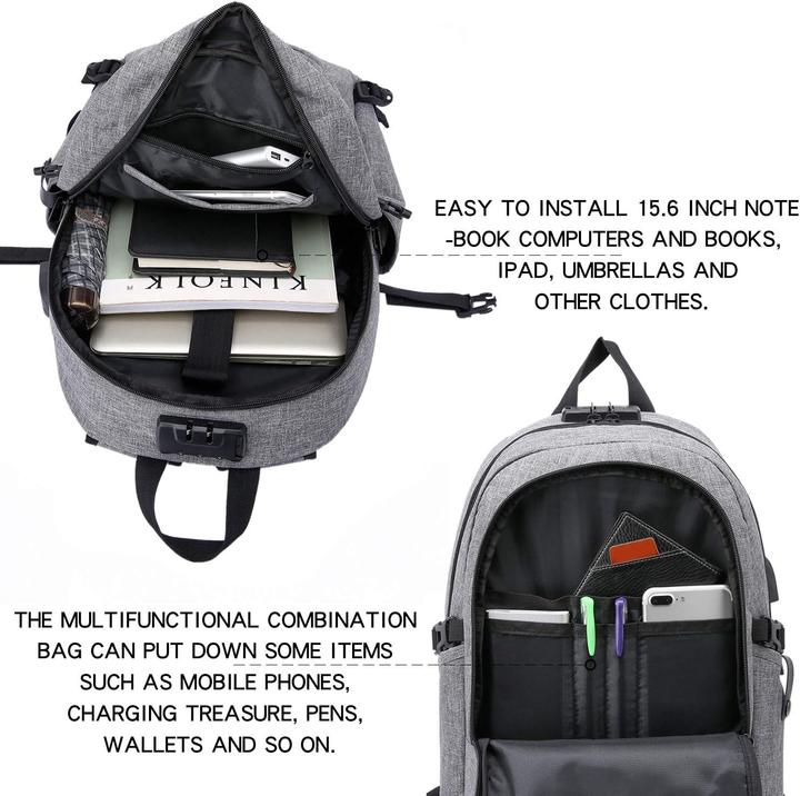 Actual product image Wenig Laptop-Rucksack mit USB-Anschluss, Anti-Diebstahl-Schutz (30 l)