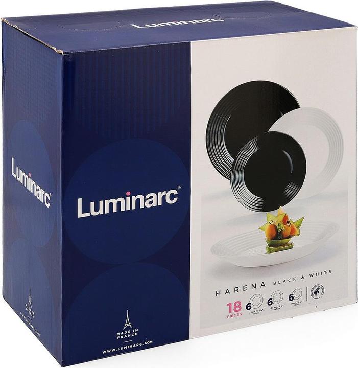 Actual product image Luminarc Tableware 1900 White/black glass 18 pieces (18 Piece)