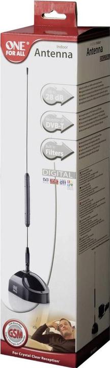 Actual product image One for All Indoor Dvbt Tube Antenna Euro 21l Lte (Monopole antenna, 28 dB, DVB-T / -T2, DAB/ DAB+)